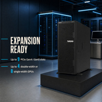 Server Tower Lenovo ThinkSystem ST650 V3 Siap Pakai GPU, Dual Socket Xeon Scalable, 9 Slot PCIe untuk Virtualisasi
