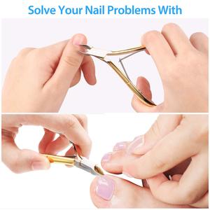 Ensemble de coupe-ongles en acier inoxydable, 3 pièces, coupe-cuticules à mâchoires larges, ciseaux de manucure et pédicure dorés - Product Image 4