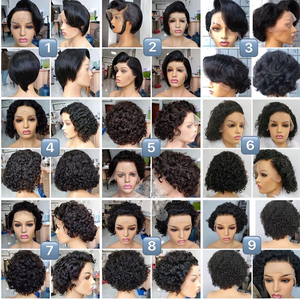 Parrucca frontale in pizzo a buon mercato Pixie capelli corti donne nere Perruque Pixie Cut capelli umani <span class=keywords><strong>Bob</strong></span> 180% densità corta Pixie Cut parrucca riccia - Product Image 6