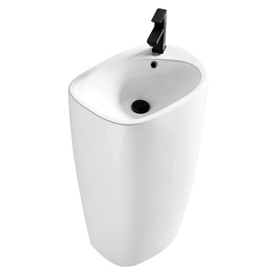 Lavabo de pedestal integrado de cerámica de gran formato para baño, uso doméstico - Product Image 5