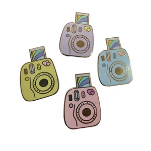 pink <strong>Camera</strong> with a Photo Slider Beautiful and Cute Sliding Enamel Pin Badges Metal Lapel Pin - Product Image 2