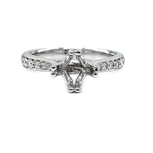 Classic Fine Romantic Design High Quality 18k White Gold Real Diamond Shape Semi Mounting Wedding Engagement Ring for Party - Product Image 1