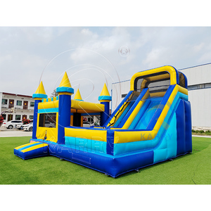 Château Gonflable Classique Bleu et Jaune Combo 6x7m pour Fêtes, Aire de Jeu Gonflable avec Toboggan et Souffleur - Product Image 2