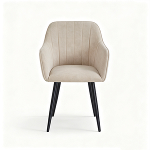 Chaise de salle à manger rembourrée moderne avec pieds en métal noir, assise en tissu, mobilier pour la maison - Product Image 1