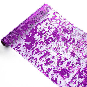 Camino de mesa y mantel de tul con lámina dorada para mesas de comedor de boda, diseño hueco, decoración de tira larga con lámina plateada - Product Image 6