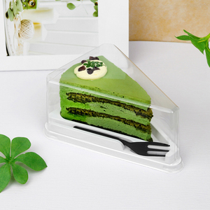 Thiết kế mới rõ ràng tam giác bánh Slice container với dĩa tam giác gói bánh Slice container Cheesecake Mini Pie thực phẩm bánh hộp - Product Image 1