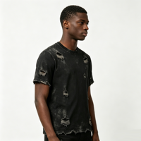 T-shirt DTG personnalisé Kornit, lourd, effet vieilli, déchiré, délavé à l'acide, style streetwear, directement de l'usine OEM