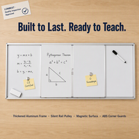Tableau blanc magnétique coulissant effaçable à sec avec protection d'angle en ABS, écologique, certifié CE, pour salle de classe et école