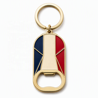 Décapsuleur porte-clés personnalisé drapeau national plaqué or, souvenir en métal, cadeau, vente en gros, décapsuleur de bière en émail souple