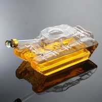 Carafe en verre en forme de réservoir de 500 ml, fabriquée à la main, pour brandy et whisky, avec couvercle à clip