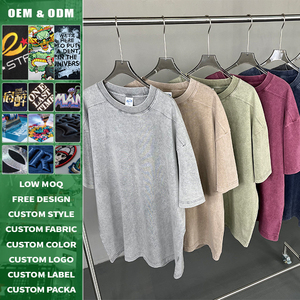 T-shirt unisexe surdimensionné en coton 100% tricoté, 275g, personnalisé, effet délavé, style streetwear vintage, respirant, mode rétro - Product Image 2