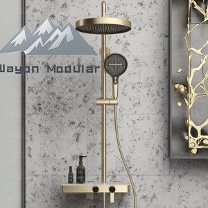 ชุดฝักบัวเทอร์โมสแตติกสีทองขัดเงา Wayon Luxury พร้อมชั้นวางของสำหรับห้องน้ำในวิลล่า - Product Image 4