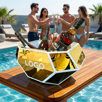 Nuevo Soporte de Acrílico de Lujo para Botellas de Champán, Vino y Cerveza con Logotipo Personalizado para Fiestas en Bares y Clubes, Cubo de Hielo LED con Luz