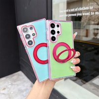 Pour Apple iPhone 18 Pro Max/17 Air/16 Plus – Coque magnétique colorée translucide avec support de charge sans fil et rotation à 360°