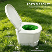 Dry Flush Square Portable Toilet for Camping RV Waterless Use One-touch Automatic Sealing
