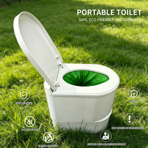Toilettes portables à chasse d'eau sèche pour camping et camping-car, toilettes portables sans eau à chasse d'eau sèche, fermeture automatique à une touche - Product Image 3