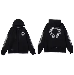 <span class=keywords><strong>Felpa</strong></span> <span class=keywords><strong>con</strong></span> cappuccio in maglia Chrome for Casual Heart <span class=keywords><strong>con</strong></span> cerniera, 100% cotone, tinta unita, stampa digitale, vestibilità regolare per la stagione invernale - Product Image 4