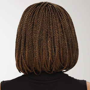 Perruque tressée courte ajustable de 12 pouces, style bob africain, avec frange longue tressée, dreadlocks au crochet, raie au milieu, résistante à la chaleur - Product Image 3