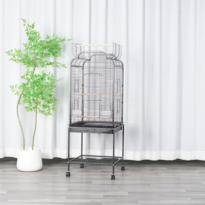 Okkpets Fabrikant Grote Papegaaienkooi Zwart Metaal Ijzerdraad 4 Wielen Vogelkooi Buiten Volière Broed Vogelkooien Te Koop - Product Image 1