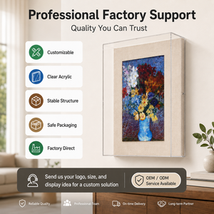 Cadre d'exposition mural carré <span class=keywords><strong>en</strong></span> acrylique transparent sur mesure avec couvercle pour photos et œuvres d'art 3D - Product Image 5