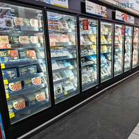Congélateur de présentation à refroidissement par air à faible bruit avec façade en verre à 2/3/4/5 portes pour supermarché commercial
