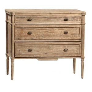 Commode à 3 tiroirs en bois antique naturel pour chambre à coucher - Product Image 1
