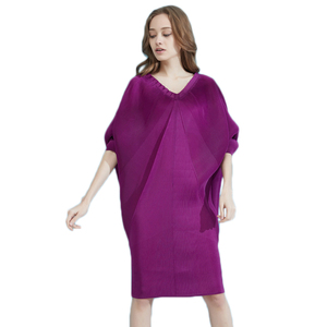 Elegante vestido nuevo corta una línea elegante Casual verano Maxi Online casuales plisado vestido de ropa - Product Image 1