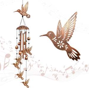 Carillon à vent avec colibri et fleurs, cadeaux d'extérieur pour femmes/hommes/maman/épouse/grand-mère, cadeaux d'anniversaire, cadeau commémoratif en métal - Product Image 5