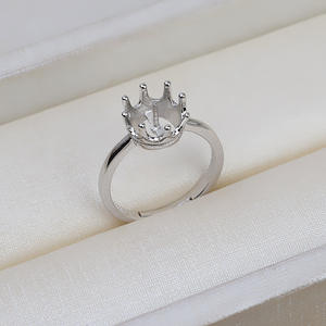 Bague ouverte en argent S925 pour femmes, bague en perles DIY avec accessoires 7,5-8,5, support vide 1966, composants et trouvailles de bijoux - Product Image 3