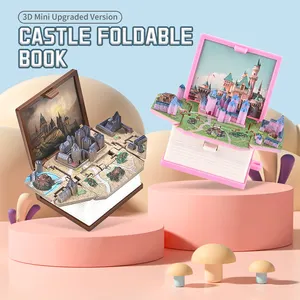3D Three-dimensional Folding Bombshell Book Mini Happy Castle with Lobster Buckle Key Chain Kids Funny Creative New Game Toys