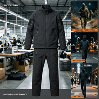Ensemble de pantalon et veste softshell tactique, coupe-vent, hydrofuge, multi-poches, pour la chasse, la randonnée et l'entraînement en extérieur