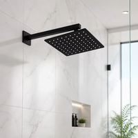 Pommeau de douche de plafond ultra-mince noir mat de 12 pouces en acier inoxydable SUS304, accessoires de robinetterie de salle de bain