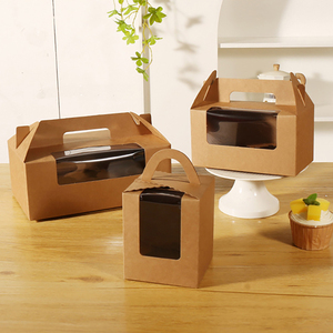 Venta al por mayor de impresión reciclada de diferentes tamaños Cupcake de mano cajas de pasteles con ventana - Product Image 5