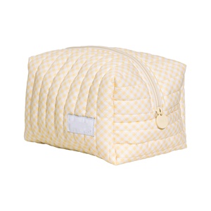 Pochette en coton gingham personnalisée, légère, douce et portable, <span class=keywords><strong>sac</strong></span> de transport quotidien en coton biologique, <span class=keywords><strong>sac</strong></span> cosmétique <span class=keywords><strong>matelassé</strong></span> spacieux pour usage quotidien - Product Image 2