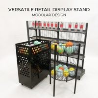 Chariot de rangement mobile à 2 niveaux pour balles avec 4 paniers, présentoir à jouets, chariot utilitaire roulant