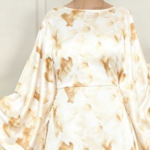 Abaya élégante en polyester imprimé de luxe pour femmes musulmanes, robe de soirée, fournisseur en gros, OEM - Product Image 2