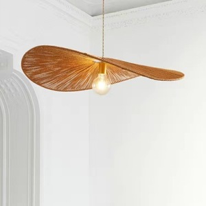 Modern Minimalist Oval Straw Hat Chandelier Led <b>Light</b> Living Room <b>Dining</b> Room Hotel Guesthouse Ceiling Lamp - Product Image 4