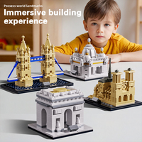 Vente en gros usine – Nouveau modèle de puzzle 3D en plastique pour enfants, ensemble de blocs de construction DIY représentant des bâtiments américains célèbres, jouet de montage