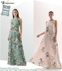 Tissu imprimé numérique floral tissé en mélange 55% lin 45% coton, écologique, respirant, absorbant l'humidité, pour canapé, robe, chemise, filles, garçons - Product Image 6