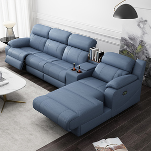 Sofá Moderno de Piel de Vacuno de Primera Capa, Multifuncional, en Forma de L, Reclinable, Modelo 6882-42, para Sala de Estar - Product Image 3