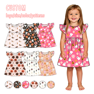 Pigiama Morbido in Bambù per Bambine con Motivo <span class=keywords><strong>Zucca</strong></span> di Halloween e Perle, Personalizzabile con Basso MOQ, Abbigliamento Festivo per Bambini - Product Image 3
