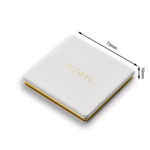 Square High End PU Leather White Hot Stamping Custom Logo Leather <b>Compact</b> Pocket <b>Mirror</b> - Product Image 3