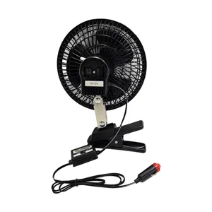 12V/24V 8 pouces entièrement fermé entièrement en plastique noir interrupteur carré ventilateur de voiture puissant et silencieux