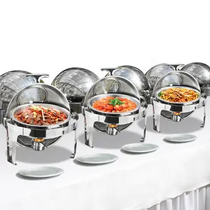 Hot Sale Buffet Equipment Roll Top Chefing Dish 201 Stainless Steel Food Warmer Chafing Dish Buffet Set