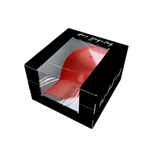 사용자 정의 제품 피크 캡 상자 포장 야구 모자 투명 Pvc 투명 창 모자 종이 상자