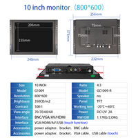 Prix d'usine 10 pouces LCD écran tactile moniteur IPS panneau pc écran led écran led affichage