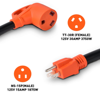 Adaptateur RV 30A à 15A 110v TT -30R prise femelle vers Nema 5-15 P cordon d'alimentation SJT 3/10AWG 12 pouces pour RV Trailer Camper