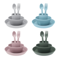 Ensemble repas bébé personnalisé pour la maison et la cuisine, en PLA de qualité alimentaire, conforme EN71 CPC LFGB, réutilisable, écologique, portable, étanche, incluant des accessoires pour repas d'enfants