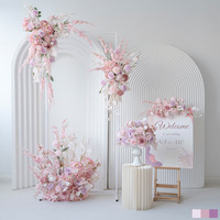 Arrangement floral artificiel JD-B-257 de roses en soie rose poudré faites à la main pour toile de fond de mariage, demande en mariage, fête d'anniversaire