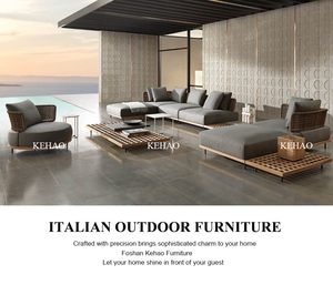 Sofá en forma de l de <span class=keywords><strong>madera</strong></span> de teca sólida de alta gama, estilo escandinavo europeo, resistente al agua, muebles de <span class=keywords><strong>exterior</strong></span> - Product Image 2